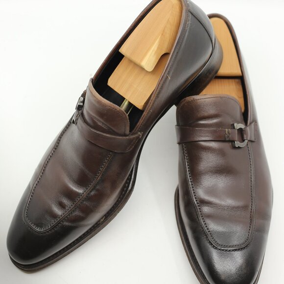 $1,390 Salvatore Ferragamo Tramezza Leather Shoes SZ 11D Brown - Picture 2 of 6